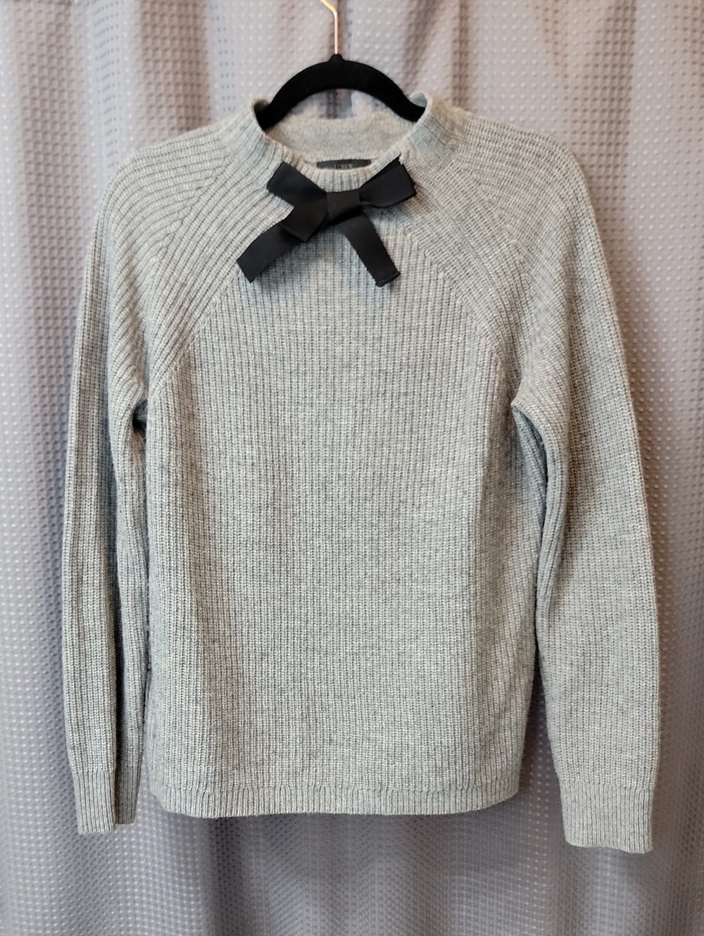 J. Crew Classic Wool Blend Sweater with Black Bow Size M